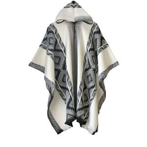 Unisex Alpaca Wool Hooded Poncho